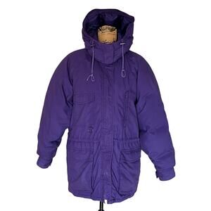 Vintage 90s Eddie Bauer Snowline Purple Hooded Goose Down Parka Coat Women’s L
